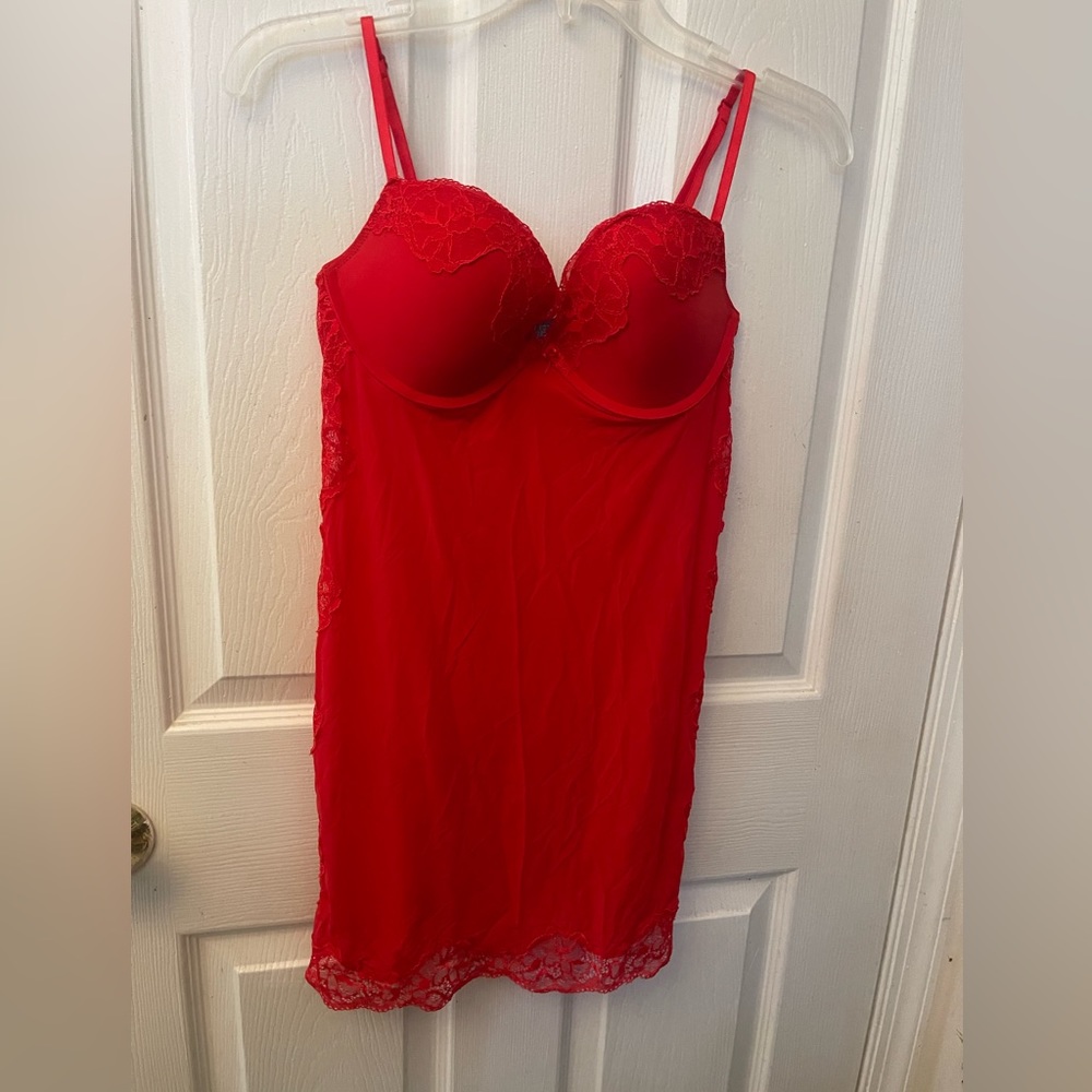 Victoria’s Secret Satin And Lace Embellished Cupped Mini Slip 34D